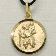 Load image into Gallery viewer, solid 18k yellow gold St Saint San Cristoforo Christopher medal diameter 17 mm pendant.
