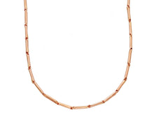 Charger l'image dans la galerie, 18K ROSE GOLD CHAIN THIN BONE 1.3x8mm ROUNDED TUBE LINK, 19.7" MADE IN ITALY.