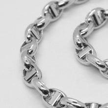 Cargar imagen en el visor de la galería, 18k white gold 4 mm oval navy mariner bracelet 7.50 inches, 19 cm, Italy made.