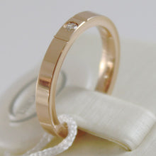 Cargar imagen en el visor de la galería, 18k rose gold wedding band unoaerre square comfort ring, diamond made in Italy.