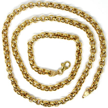 Cargar imagen en el visor de la galería, 18K YELLOW GOLD CHAIN 17.70 IN, BIG ROUND CIRCLE ROLO LINK, 5 MM MADE IN ITALY.