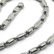 Load image into Gallery viewer, 18k white gold chain 3.5mm alternate rounded tube link 60cm 24", made in Italy.
