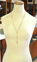 Load image into Gallery viewer, 18k yellow gold Rosary necklace Miraculous Mary medal Jesus Cross 5mm spheres.