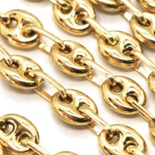 Cargar imagen en el visor de la galería, 18k yellow gold big mariner chain 4 mm, 24 inches, Italy made, rounded necklace.