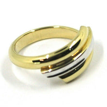 Load image into Gallery viewer, 18K YELLOW WHITE GOLD BAND RING, TRIPLE TUBE, ROUNDED, BICOLOR.