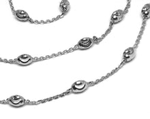 Charger l'image dans la galerie, 18k white gold rolo alternate chain necklace 3mm faceted oval balls 18".