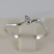Load image into Gallery viewer, SOLID 18K WHITE GOLD SOLITAIRE WEDDING BAND RING WITH DIAMOND 0.03 MADE IN ITALY.