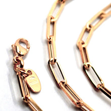 Charger l'image dans la galerie, 18k rose gold chain squared oval paper clip 3x10mm links, 18" 45cm.
