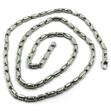 Load image into Gallery viewer, 18k white gold chain 3.5mm alternate rounded tube link 50cm 20", made in Italy.