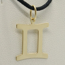 Load image into Gallery viewer, 18k yellow gold zodiac sign pendant, zodiacal flat charm, gemini, made in Italy.
