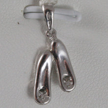 Load image into Gallery viewer, SOLID 18K WHITE GOLD SHOES DANCER DANCING PENDANT WITH ZIRCONIA, MADE IN ITALY.
