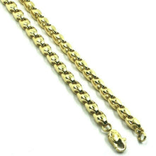 Cargar imagen en el visor de la galería, 18k yellow gold bracelet 4mm tube rounded drop link, made in Italy, 21cm 8.3".