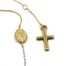 Load image into Gallery viewer, 18K YELLOW WHITE GOLD MINI ROSARY BRACELET 1.5 MM SPHERES CROSS MIRACULOUS MEDAL.