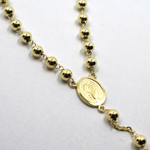 Load image into Gallery viewer, 18k yellow gold Rosary necklace Miraculous Mary medal Jesus Cross 4mm spheres.