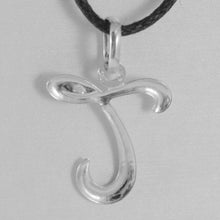 Charger l'image dans la galerie, 18k white gold pendant charm initial letter T, made in Italy 0.9 inches, 22 mm.