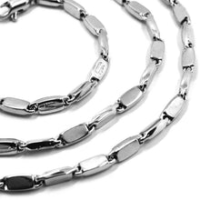 Cargar imagen en el visor de la galería, 18k white gold chain necklace alternate rectangular oval tube links, 24".
