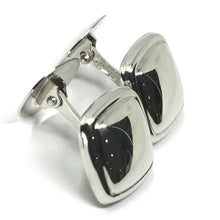 Cargar imagen en el visor de la galería, 18k white gold cufflinks, rounded square button, made in Italy.
