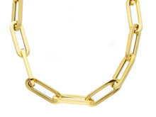 Load image into Gallery viewer, 18K YELLOW GOLD CHAIN SQUARED OVAL PAPER CLIP 6x20mm LINKS, 18" 45cm, ITALY MADE.