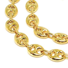 Load image into Gallery viewer, 18k yellow gold mariner chain big ovals 10 mm, 20 inches anchor rounded puffed necklace.