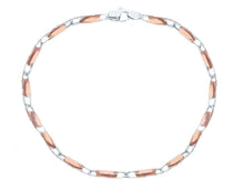 Load image into Gallery viewer, 18K ROSE WHITE GOLD BRACELET ALTERNATE 2mm ROUNDED OVAL TUBE LINKS, 7.5".