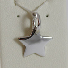 Cargar imagen en el visor de la galería, 18k white gold engravable star charm pendant 11 mm flat smooth made in Italy.
