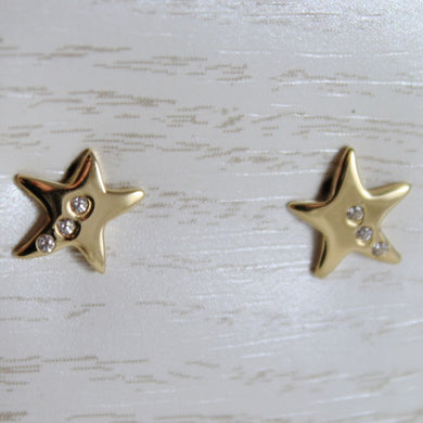 18k yellow gold earrings mini stars star, zirconia for kids child.
