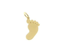 Load image into Gallery viewer, 18K YELLOW GOLD SMALL 15mm 0.6" FOOTPRINT FLAT PENDANT, FOOT CHARM, ITALY MADE.