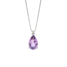 Charger l'image dans la galerie, 18k white gold Orsini necklace with drop amethyst 1.18 ct and diamond 0.01 ct.