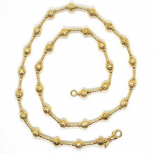 Cargar imagen en el visor de la galería, 18K YELLOW GOLD CHAIN FINELY WORKED 5 MM BALL SPHERES AND TUBE LINK, 17.7 INCHES.