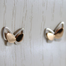 Load image into Gallery viewer, 18k rose &amp; white gold earrings with mini butterfly for kids child, made in Italy.
