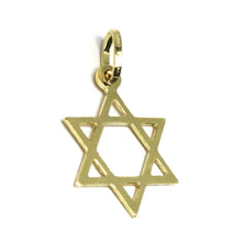 Load image into Gallery viewer, SOLID 18K YELLOW GOLD DAVID STAR PENDANT WORKED & SMOOTH TWO FACES DIAMETER 15mm.