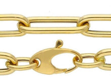 Cargar imagen en el visor de la galería, 18K YELLOW GOLD BRACELET ROUNDED TUBE OVAL PAPER CLIP 7x20mm ITALY MADE 7.1".