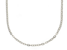 Cargar imagen en el visor de la galería, 18K WHITE GOLD SOLID CHAIN SQUARED CABLE 2.2mm OVAL LINKS, 24" 60cm ITALY MADE.