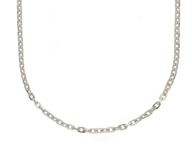 18K WHITE GOLD SOLID CHAIN SQUARED CABLE 2.2mm OVAL LINKS, 24