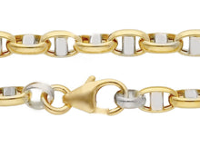 Cargar imagen en el visor de la galería, 18K WHITE YELLOW GOLD CHAIN SAILOR'S NAUTICAL NAVY MARINER OVAL 3.5mm LINK, 20".