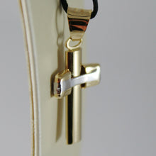 Load image into Gallery viewer, 18K YELLOW WHITE GOLD CROSS SQUARED STYLIZED FINELY WORKED 1.26 IN MADE IN ITALY.