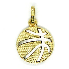 Load image into Gallery viewer, SOLID 18K YELLOW WHITE GOLD 17mm 0.67&quot; BASKETBALL BASKET BALL PENDANT ITALY MADE.

