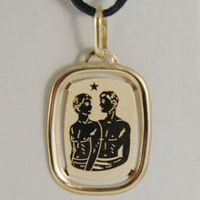 Load image into Gallery viewer, solid 18k yellow gold gemini zodiac sign medal pendant, zodiacal, made in Italy.