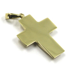 Cargar imagen en el visor de la galería, 18K YELLOW GOLD CROSS, ROUNDED 24mm, 0.94 inches, SMOOTH, CURVED, MADE IN ITALY.