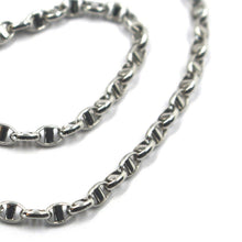 Load image into Gallery viewer, 18K WHITE GOLD ANKLET 9.8" 25cm, OVAL MARINER ROUNDED LINKS 3mm, MADE IN ITALY.