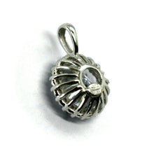 Load image into Gallery viewer, SOLID 18K WHITE GOLD 8mm ROUND 3 carats ZIRCONIA PENDANT WITH FRAME ITALY MADE.