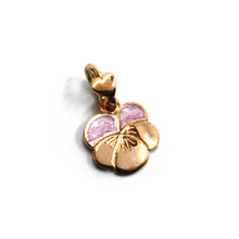 Load image into Gallery viewer, 9K ROSE GOLD SMALL 11mm VIOLET FLOWER DODO MARIANI ENAMEL PENDANT, MADE IN ITALY.