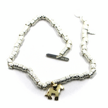 Load image into Gallery viewer, 925 STERLING SILVER TUBES CUBES BRACELET, 9K YELLOW GOLD 10mm HORSE PENDANT.