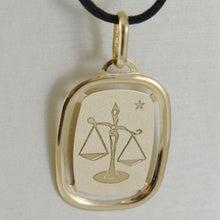 Load image into Gallery viewer, solid 18k yellow gold libra zodiac sign medal pendant, zodiacal, made in Italy.