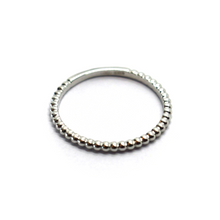 Load image into Gallery viewer, SOLID 18K WHITE GOLD RING, SMALL THIN 1mm SPHERES BALLS ROW, SMOOTH BRIGHT.