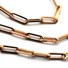 Charger l'image dans la galerie, 18k rose gold chain squared oval paper clip 3x10mm links, 18" 45cm.
