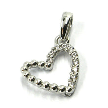 Load image into Gallery viewer, SOLID 18K WHITE GOLD PENDANT MINI HEART WITH CUBIC ZIRCONIA, 10mm, 0.4 inches.