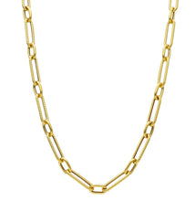 Load image into Gallery viewer, 18K YELLOW GOLD NECKLACE PAPER CLIP 6x10 & 6x20mm ALTERNATE STRIPED SMOOTH OVALS.