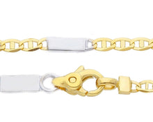 Load image into Gallery viewer, 18K YELLOW WHITE GOLD FLAT BRACELET 2.5mm MARINER OVALS & PLATES, 8.3" 21cm.