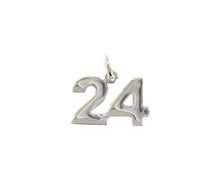 Charger l'image dans la galerie, 18k white gold number 24 twenty four small pendant charm, 0.4", 10mm.